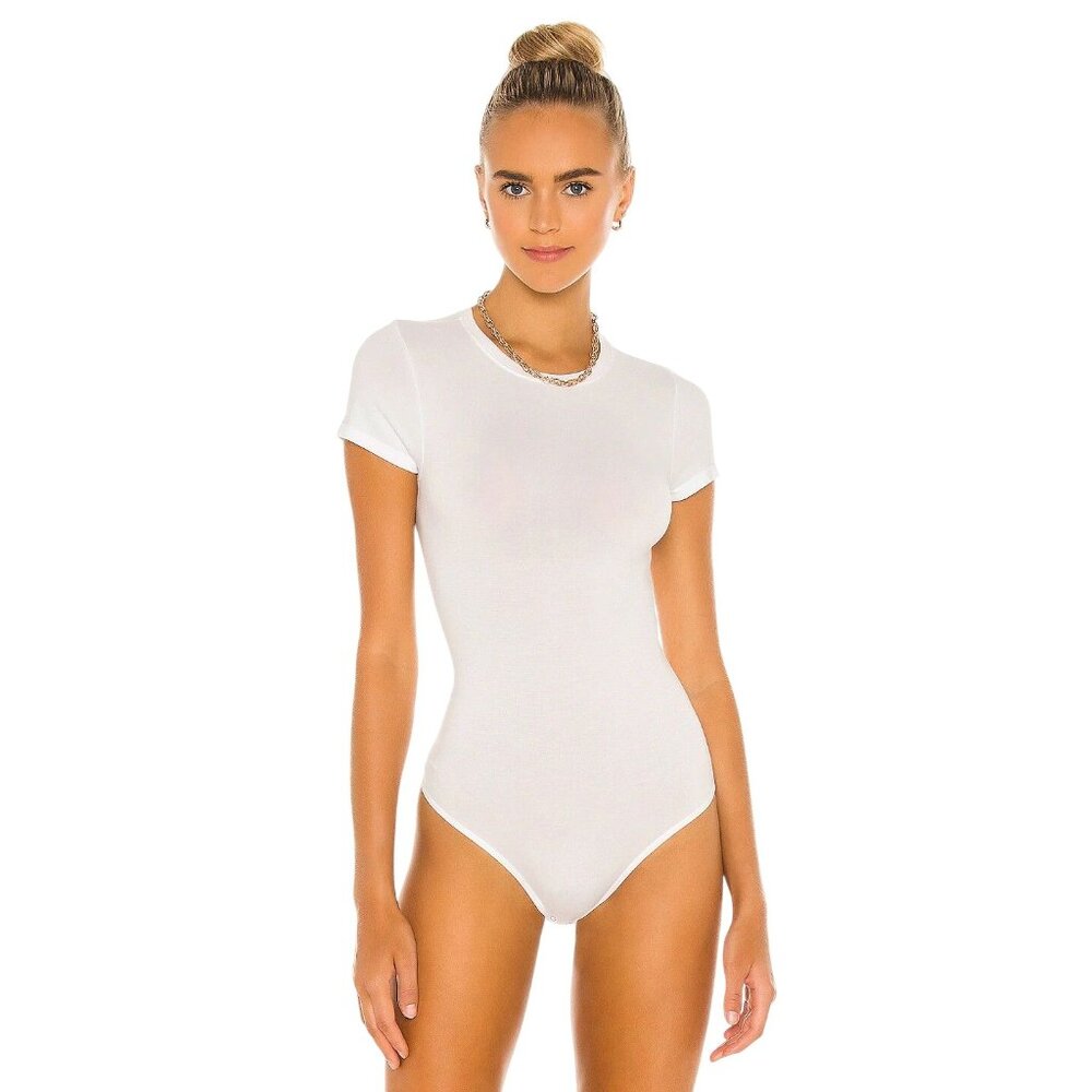 Yummie Crewneck Thong Bodysuit in White Small/Medium New Womens Top